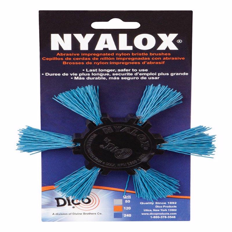 DIVINE BROTHERS COMPANY, Dico 4 in. D X 1/4 po. Brosse Roue en Oxyde d'Aluminium Brosse à Lamelles Montée sur Mandrin 240 Grit 1 pc