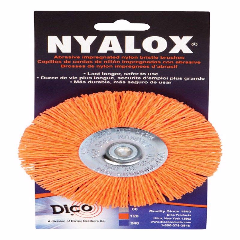 DIVINE BROTHERS COMPANY, Dico 4 in. Medium Crimped Mandrel Mounted Wheel Brush Nylon 2500 rpm 1 pc