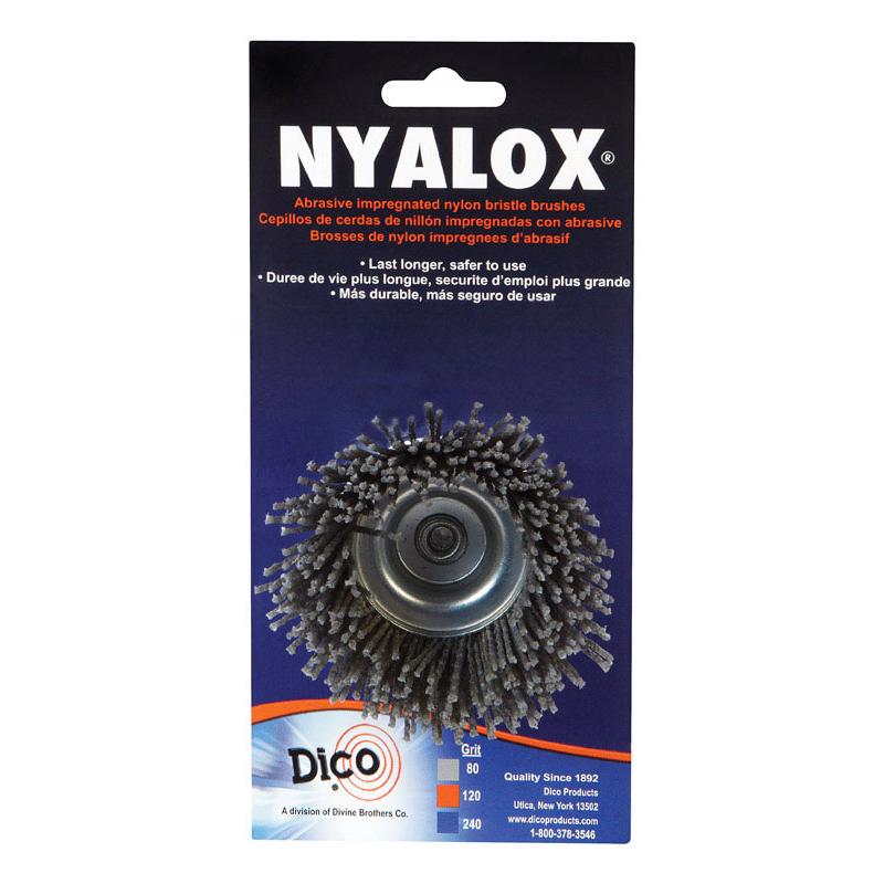 SOCIÉTÉ DES FRÈRES DIVINS, Dico Nyalox 2.5 in. D X 1/4 in. X 1/4 po. D Brosse coupelle montée sur mandrin en nylon serti 4500 rpm 1 pc