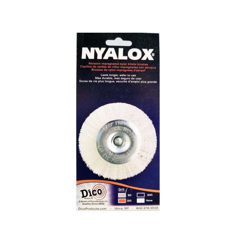 SOCIÉTÉ DES FRÈRES DIVINS, Dico Nyalox 3 in. Brosse à Roue Montée sur Mandrin en Nylon 2500 rpm 1 pc.