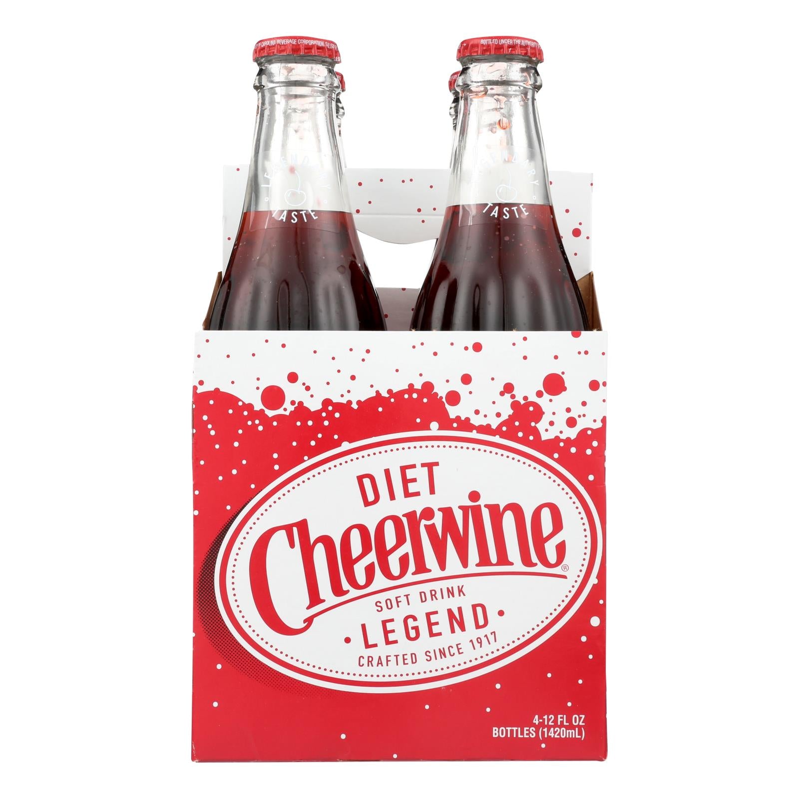 CHEERWINE, Diet Cheerwine Legend Soft Drink - Caisse de 6 - 4/12 FZ (Pack de 6)