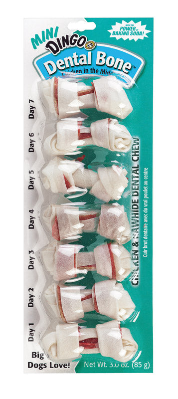 UNITED PET GROUP INC, Dingo Mini Dental Treat Small Adult Rawhide Bone Chicken 2.5 in. L 7 pk