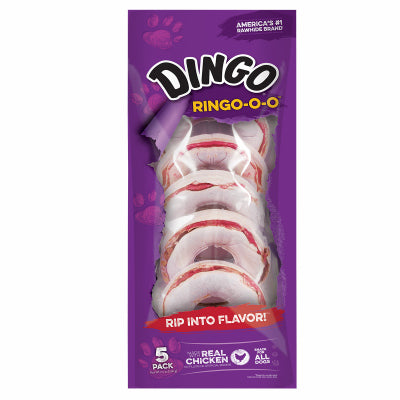 Dingo, Dingo Ring-o-o Dog Treats, Rawhide, 5-Pk.