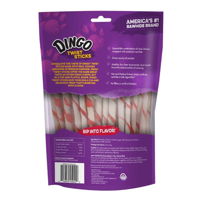 UNITED PET GROUP INC, Dingo Twist Sticks All Size Dogs Adult Rawhide Twists Chicken 50 pk