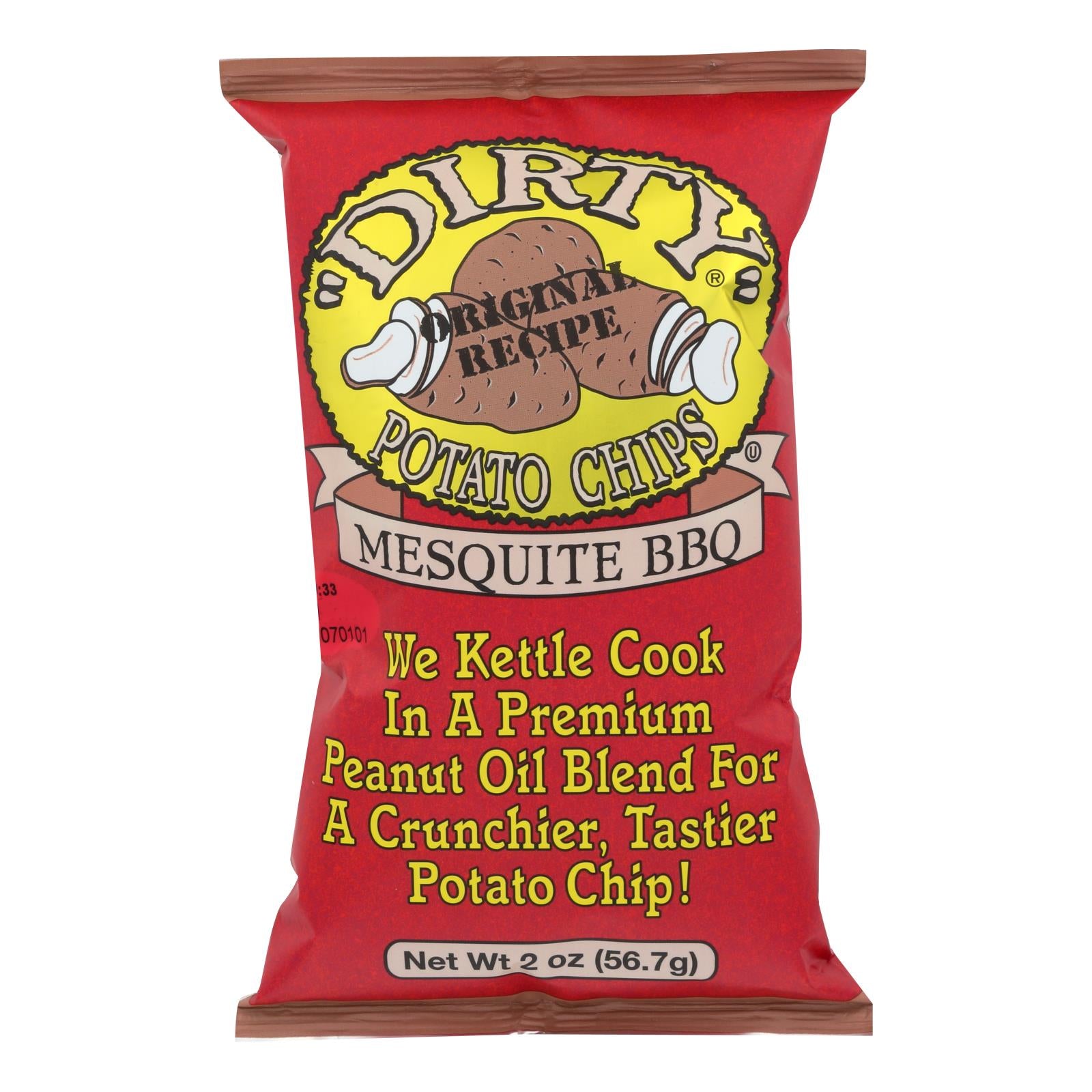 Chips sales, Dirty Chips - Chips de pommes de terre - Mesquite BBQ - Caisse de 25 - 2 oz (paquet de 25)