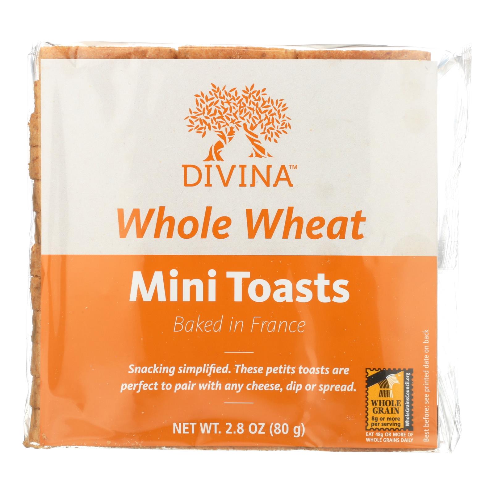 Divina, Divina - Mini toasts au blé entier - Carton de 24 - 2.8 oz (Pack de 24)