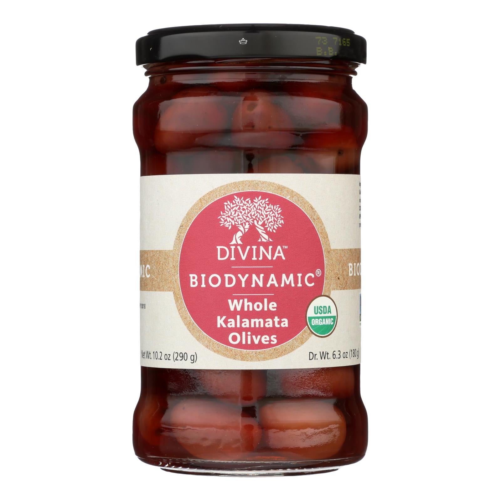 Divine, Divina - Olives - Biologiques - Kalamata - Entières - Caisse de 6 - 6.35 oz (Paquet de 6)