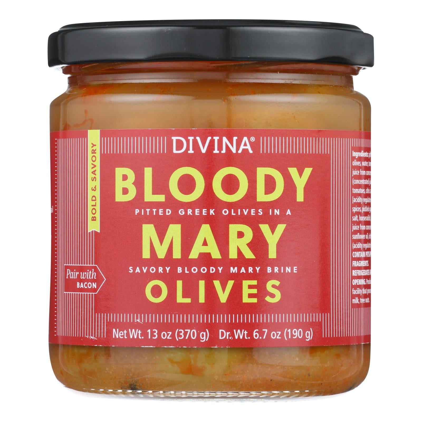 Divine, Divina - Olives Bloody Mary - Caisse de 6 - 13 OZ (paquet de 6)