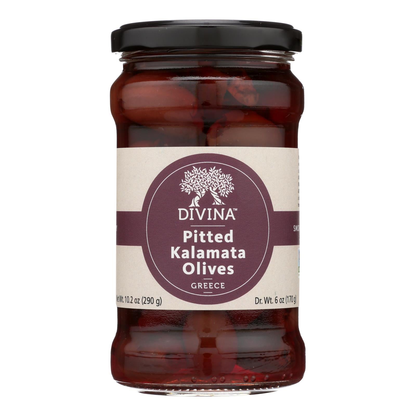 Divine, Divina - Olives Kalamata dénoyautées biologiques - caisse de 6 - 6 oz (paquet de 6)