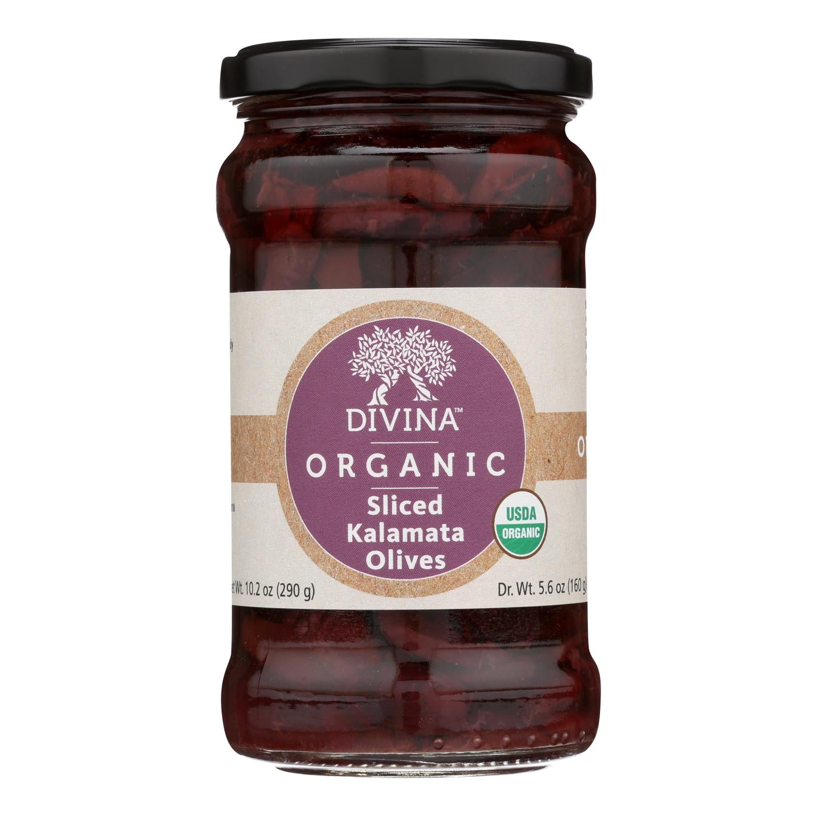 Divine, Divina - Olives biologiques - Kalamata tranchées - caisse de 6 - 5.6 oz (paquet de 6)