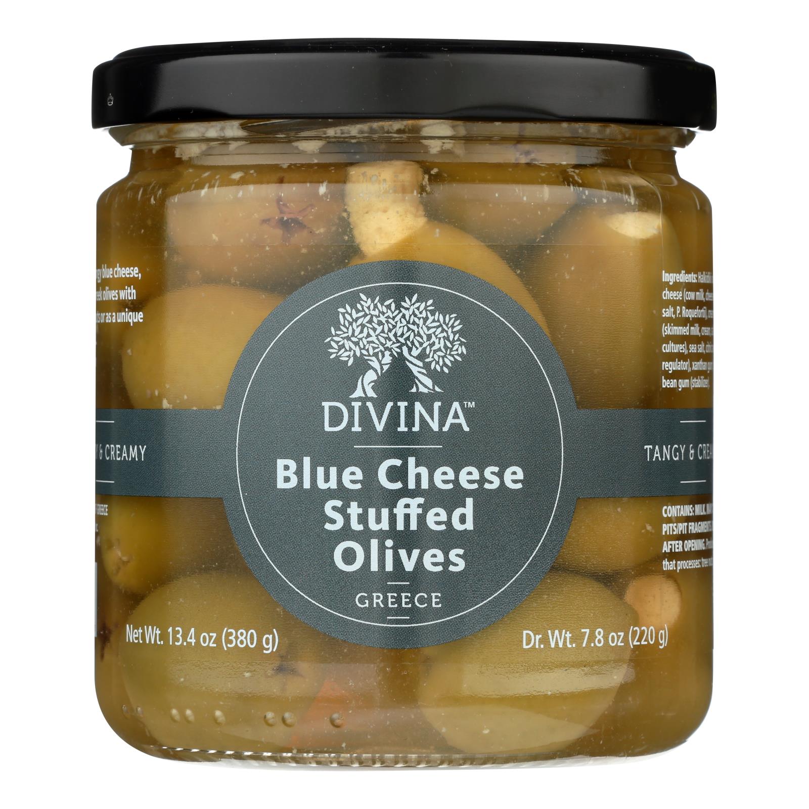 Divine, Divina - Olives farcies au fromage bleu - carton de 6 - 7.8 oz. (paquet de 6)