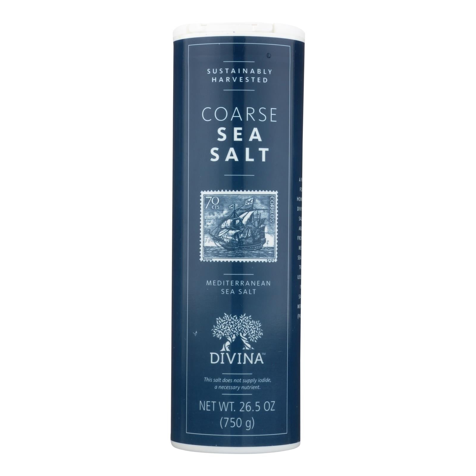 Divina, Divina - sel de mer méditerranéen entièrement naturel - gros cristaux - caisse de 6 - 26.4 oz (paquet de 6)