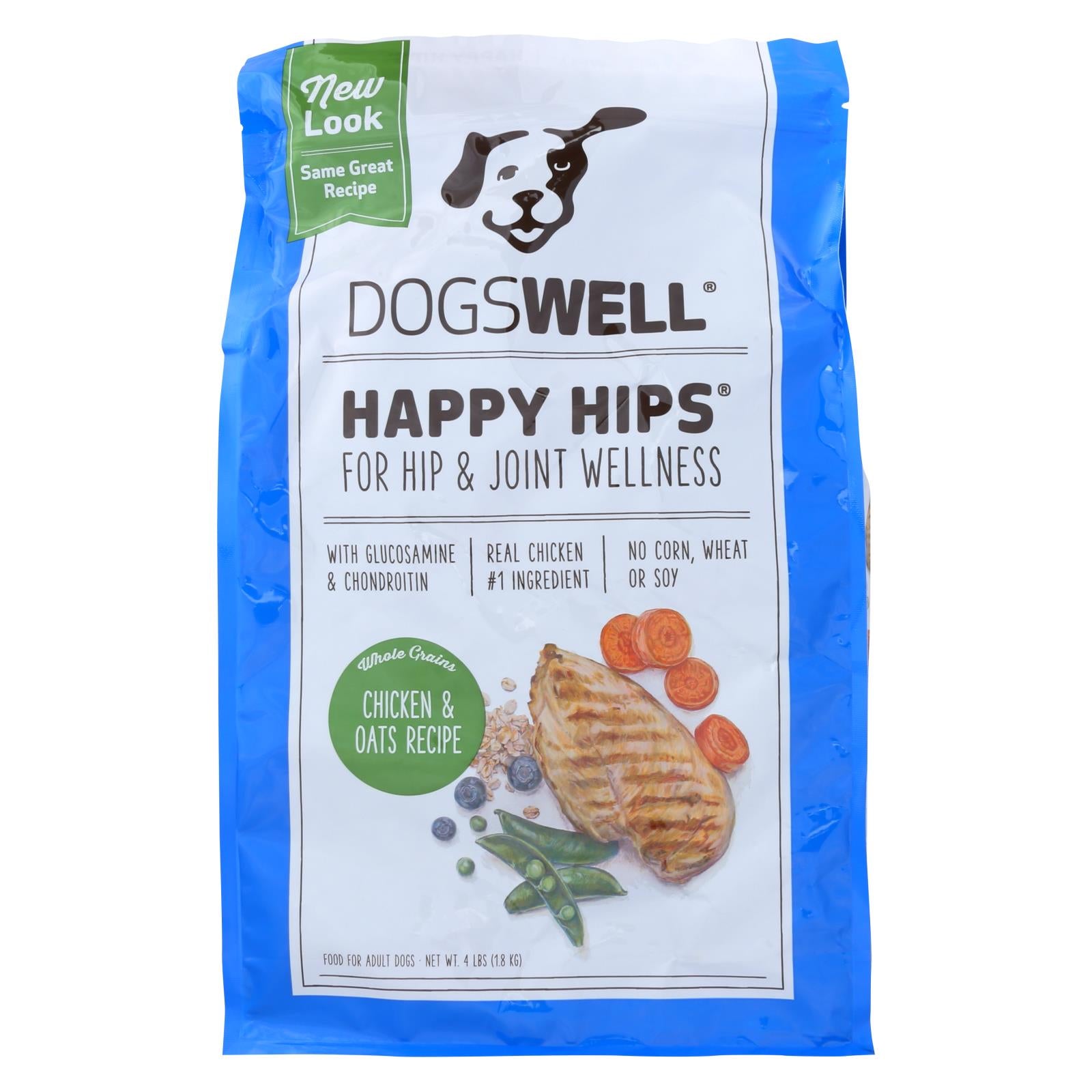 Puits à chiens, Dogs well Happy Hips nourriture pour chiens au poulet et à l'avoine - caisse de 6 - 4 lb (paquet de 6)