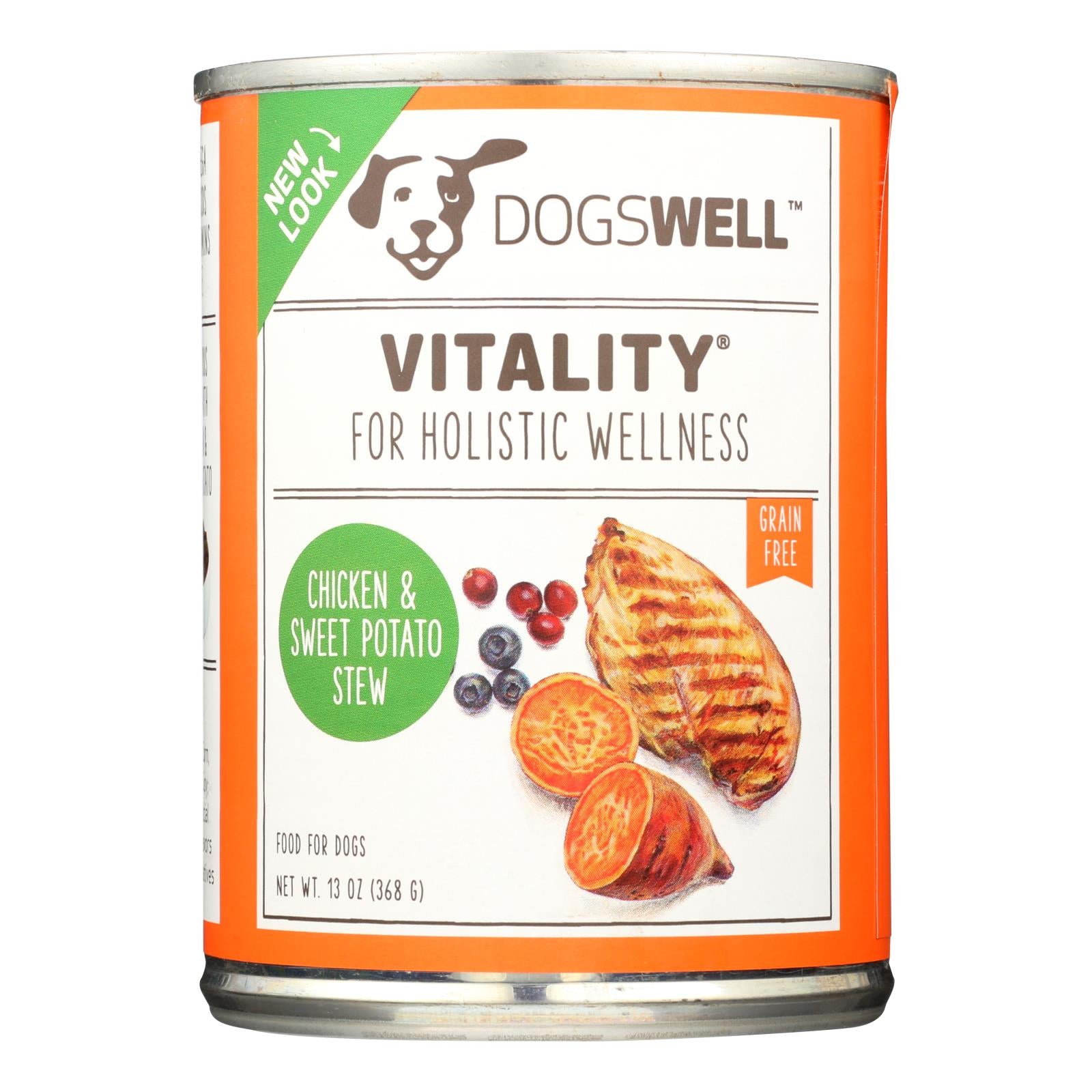 Puits à chiens, Dogs well Vitality Ragoût de poulet et patates douces - Caisse de 12 - 13 oz.