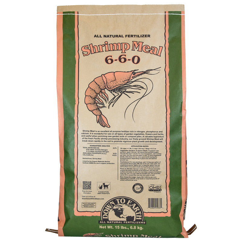 JENSEN DISTRIBUTIONS SERVICES, Down To Earth 01933 15 Lb Shrimp Meal All Natural Fertilizer 6-6-0 (Engrais naturel à base de farine de crevettes)