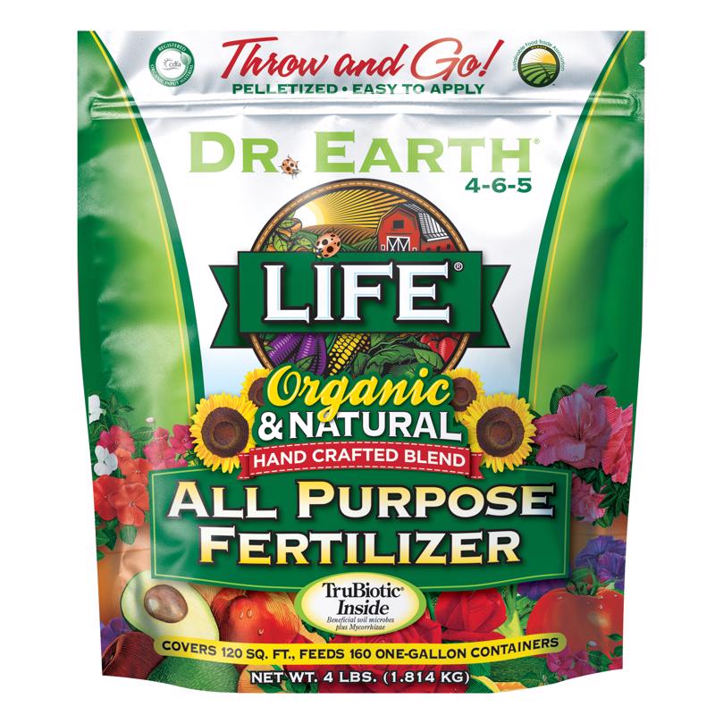 DR EARTH INC, Dr. Earth Life Organic Pellets Flowers/Fruits/Vegetables All Purpose Plant Food 4 lb