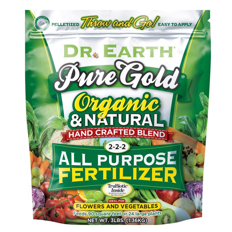 DR EARTH INC, Dr. Earth Pure Gold Organic Fruits/Vegetables 2-2-2 Fertilizer 3 lb