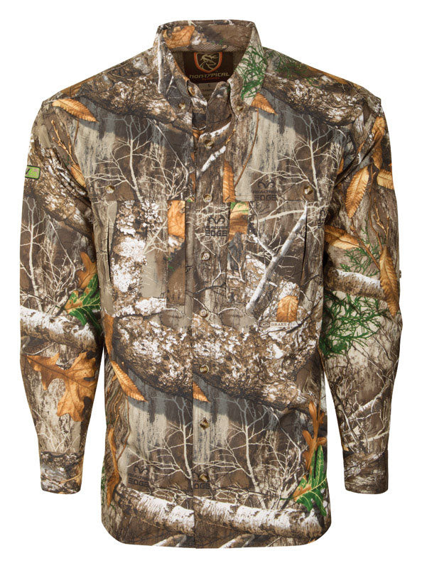 ICÔNE EXTÉRIEUR LTC, Drake Dura-Lite S Chemise à manches longues pour hommes avec col Realtree Edge