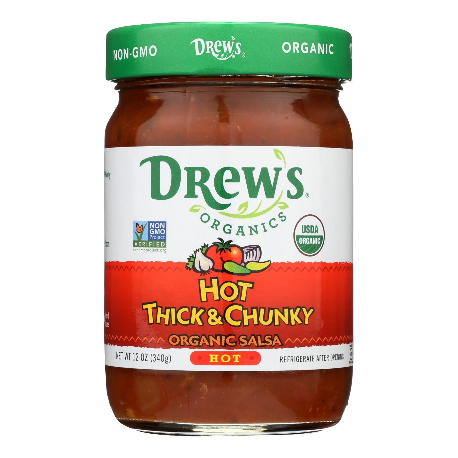 Drew's Organics, Drew's Organics Salsa épaisse et piquante - 12 Oz. - Caisse de 6 (Paquet de 6)