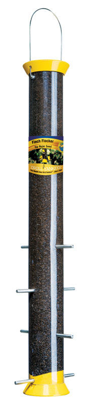 Droll Yankees Inc, Droll Yankees Nyjer Tube Feeder Finch 2.5 In. Dia Acier inoxydable 8 Ports Jaune