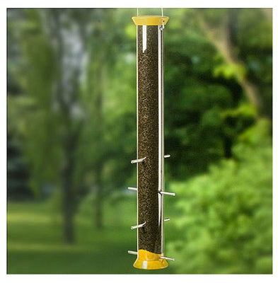 Droll Yankees Inc, Droll Yankees Nyjer Tube Feeder Finch 2.5 In. Dia Acier inoxydable 8 Ports Jaune