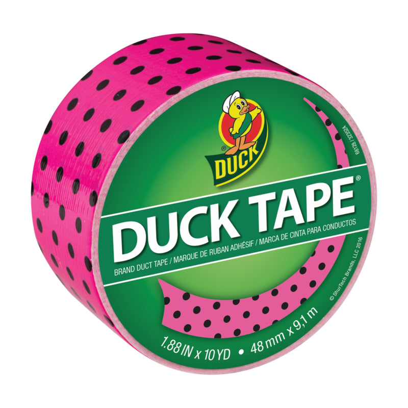 SHURTAPE TECHNOLOGIES LLC, Duck 1.88 in. W X 10 yd L Black/Pink Polka Dot Duct Tape