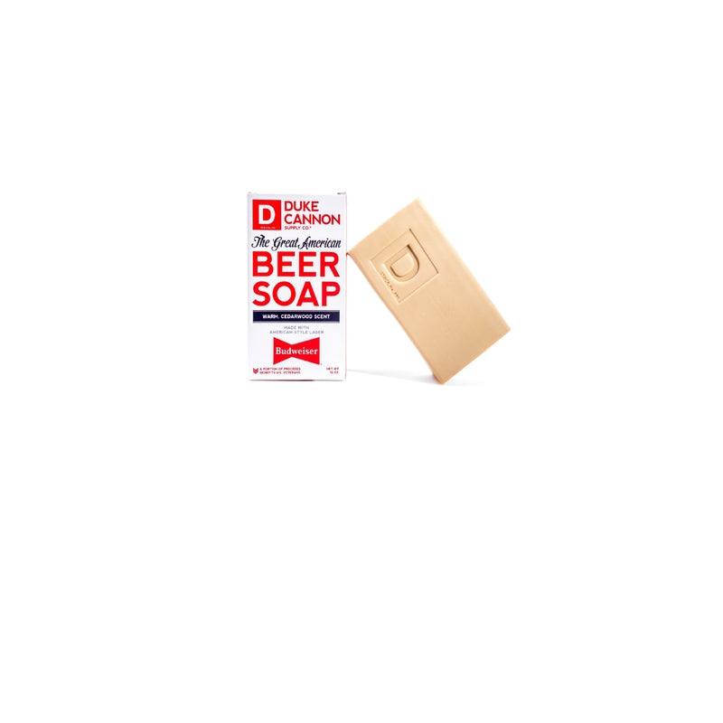 DUKE CANNON SUPPLY COMPANY LLC, Duke Cannon Budweiser Warm Cedarwood Scent Beer Soap 10 oz. 1 pk