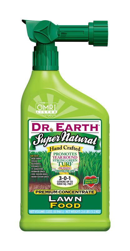 DR EARTH INC, Earth Super Natural Organic 3-0-1 Fertilizer For All Grass Types 32 oz. 5000 sq. ft. (Pack of 12)