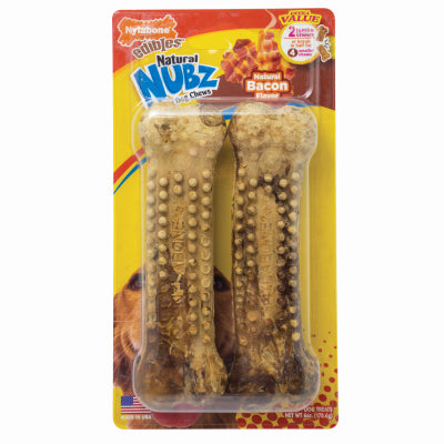 Nylabone Products, Friandises pour chien, Nubz Jumbo Bacon, 2-Pk (Pack de 6)