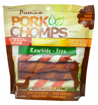 CHOMPS DE PORC DE QUALITÉ SUPÉRIEURE, Friandises pour chiens, Premium Pork Skin Twistz, 12-Ct.