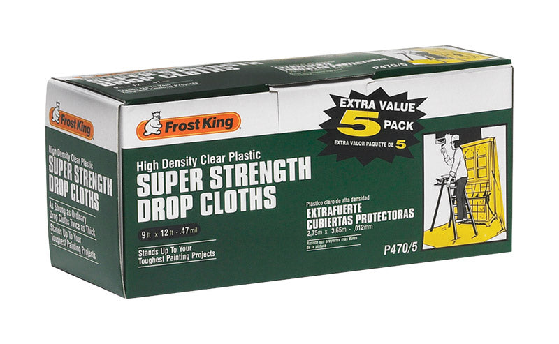 Frost King, Frost King 9 ft. W X 12 ft. L X 0.47 mil Plastic Drop Cloth 5 pk