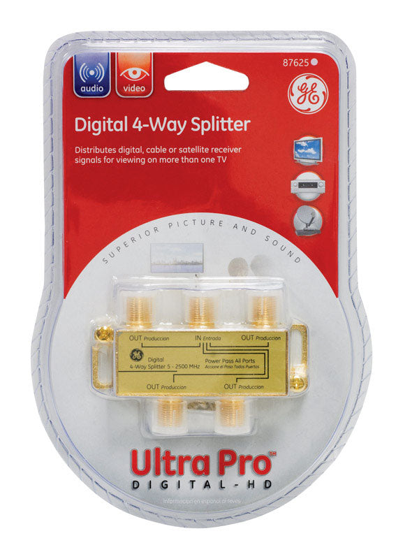 GE, GE Utra Pro F-Connector RG6 4 Way Digital Splitter 1 pk