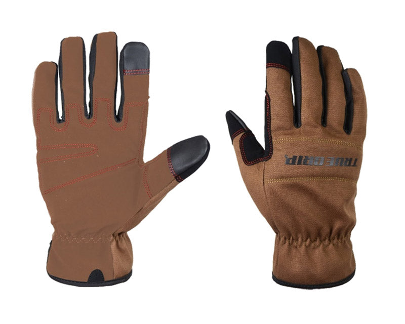 BIG TIME PRODUCTS LLC, Gants de travail intérieur/extérieur True Grip pour homme noir/marron L 1 paire