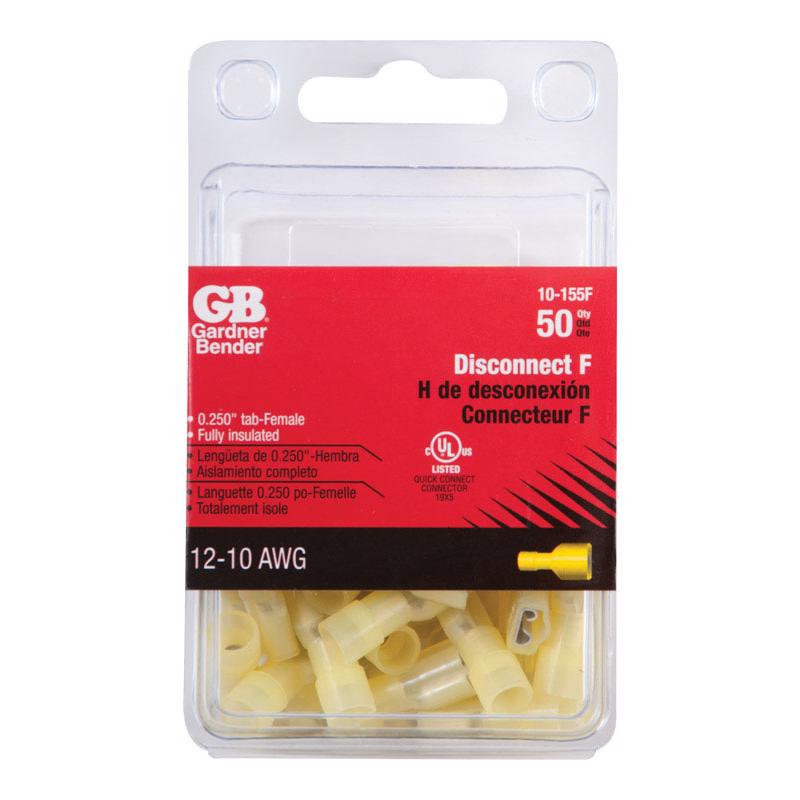 ECM INDUSTRIES, Gardner Bender 12-10 Ga. Déconnexion femelle pour fils isolés Jaune 50 pk