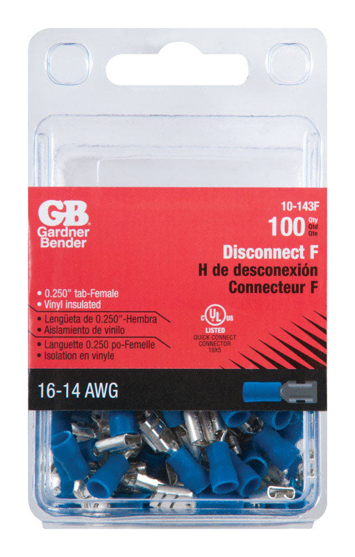 ECM INDUSTRIES, Gardner Bender 16-14 Ga. Déconnexion femelle pour fil isolé Bleu 100 pk