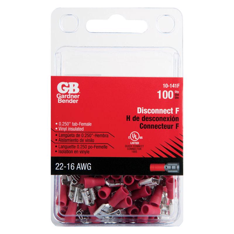 ECM INDUSTRIES, Gardner Bender 22-16 Ga. Fil isolé femelle déconnectable rouge 100 pk