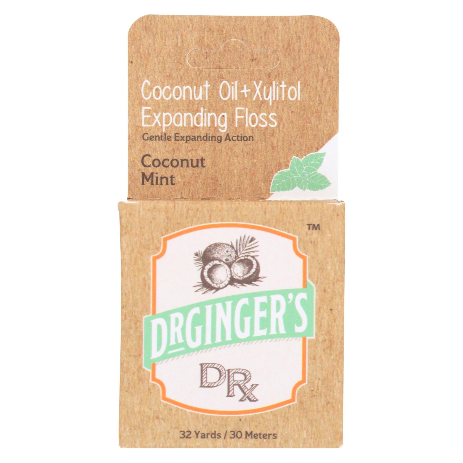 Dr. Ginger'S, Ginger's - Fil dentaire expansif au xylitol et à l'huile de noix de coco - 32 verges