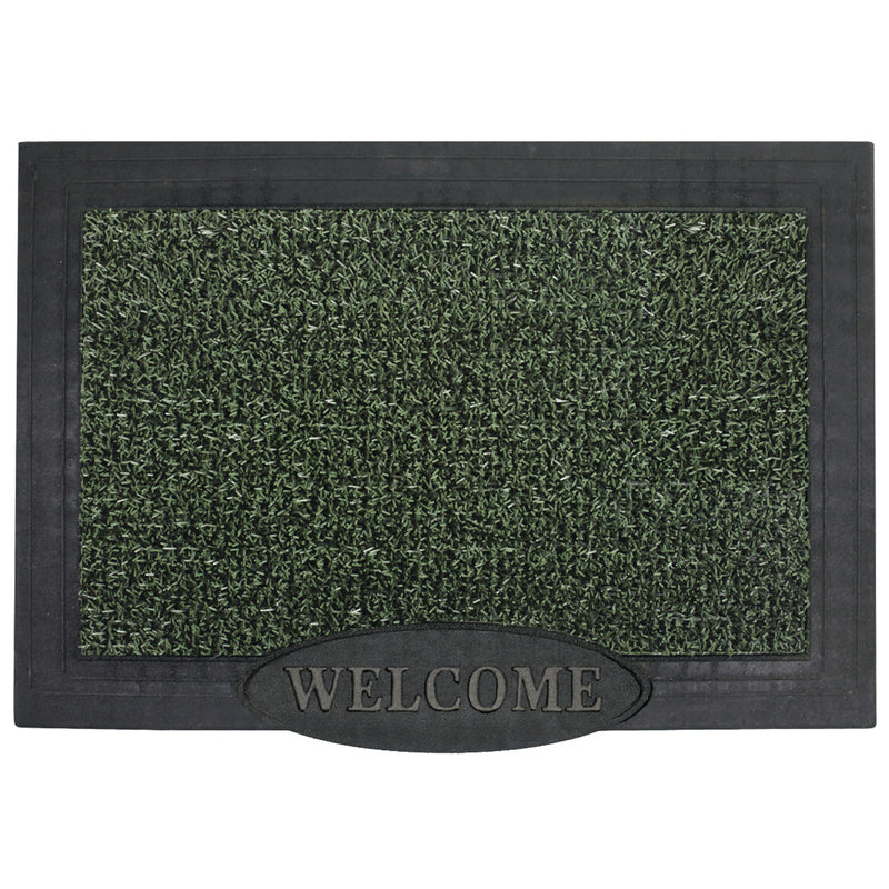 GRASSWORX LLC, GrassWorx Clean Machine 36 in. L X 24 po. W Evergreen Welcome Tapis de porte en polyéthylène/caoutchouc