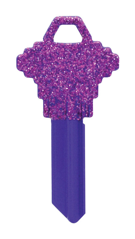 GROUPE RSC HILLMAN, Hillman DIVA Purple Glitter House/Office Universal Key Blank à l'unité (Pack de 6).