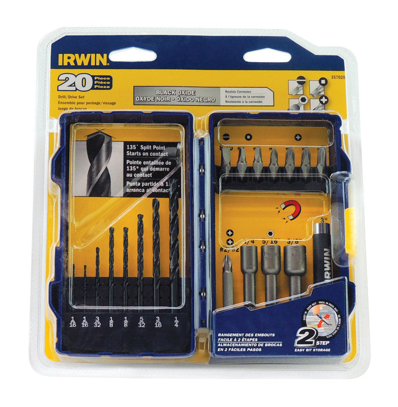 BLACK & DECKER US INC, Irwin 2 in. Steel Drill and Driver Bit Set 20 pc