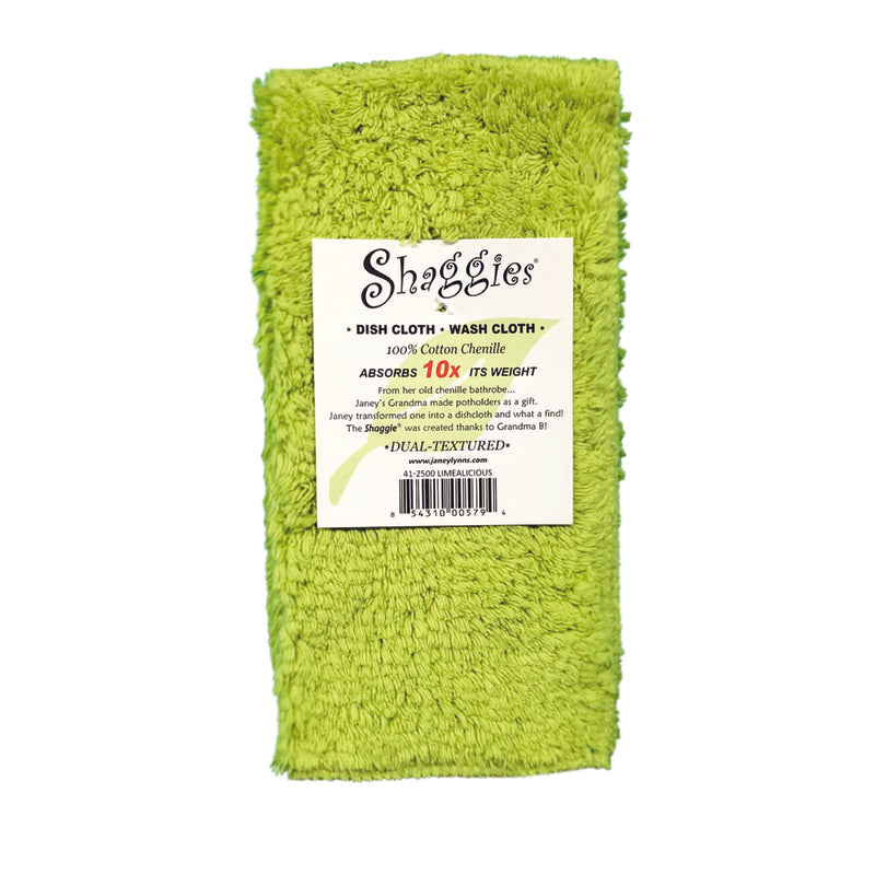 JANEY LYNNS DESIGNS INC, Janey Lynn's Designs Shaggies Limealicious Lingette à vaisselle en coton 10 in. L x 10 in. W (Pack de 6)