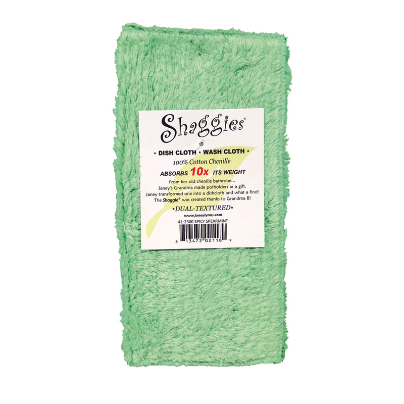 JANEY LYNNS DESIGNS INC, Janey Lynn's Designs Shaggies Spicy Spearmint - Torchon en coton solide (paquet de 6)