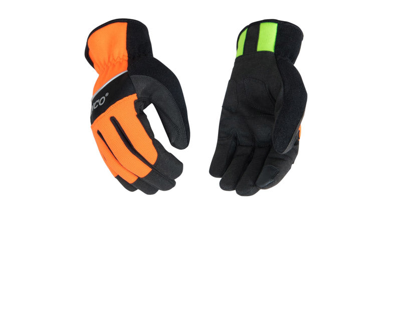 KINCO LLC, Kinco Hommes Extérieur Cuir Synthétique/Terry Cloth Gants Hi-Viz Vert/Orange M 1 pk