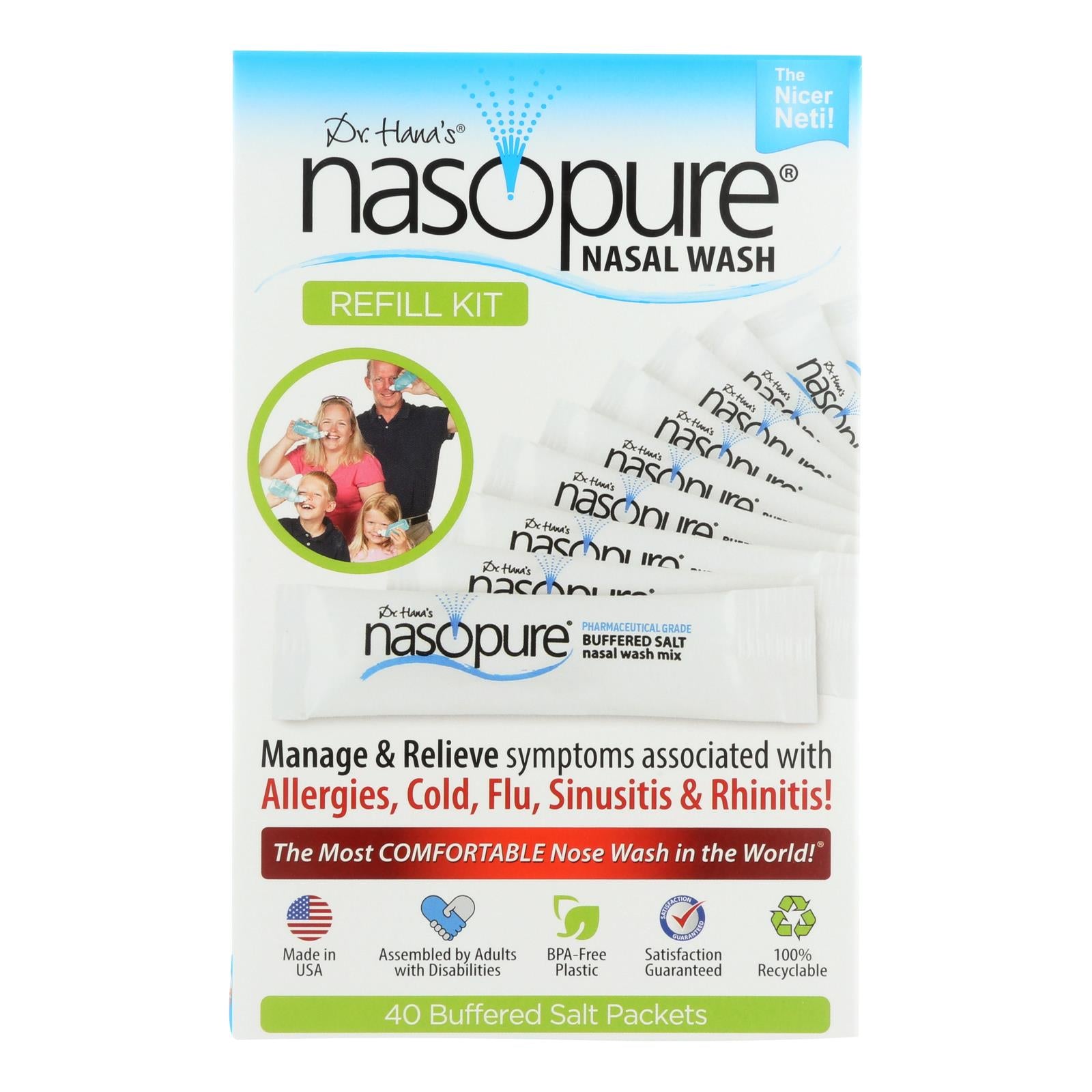 Nasopure, Kit de lavage nasal Nasopure Dr. Hana's - 1 pièce - 40 CT