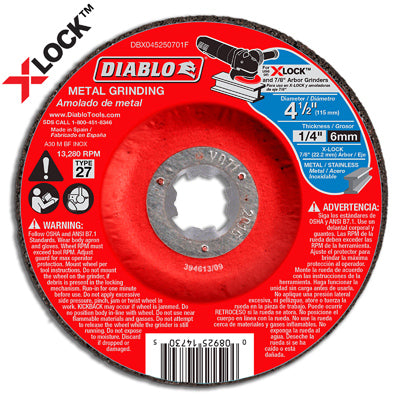 Freud, Lame de meulage pour métal Diablo X-Lock, Type 27, 4.5 x 1/4-In. (Pack de 10)