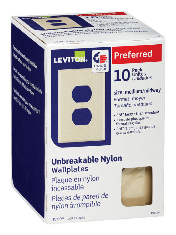 LEVITON MFG CO INC, Leviton Midway Ivory 1 gang Thermoplastic Nylon Duplex Wall Plate 10 pk