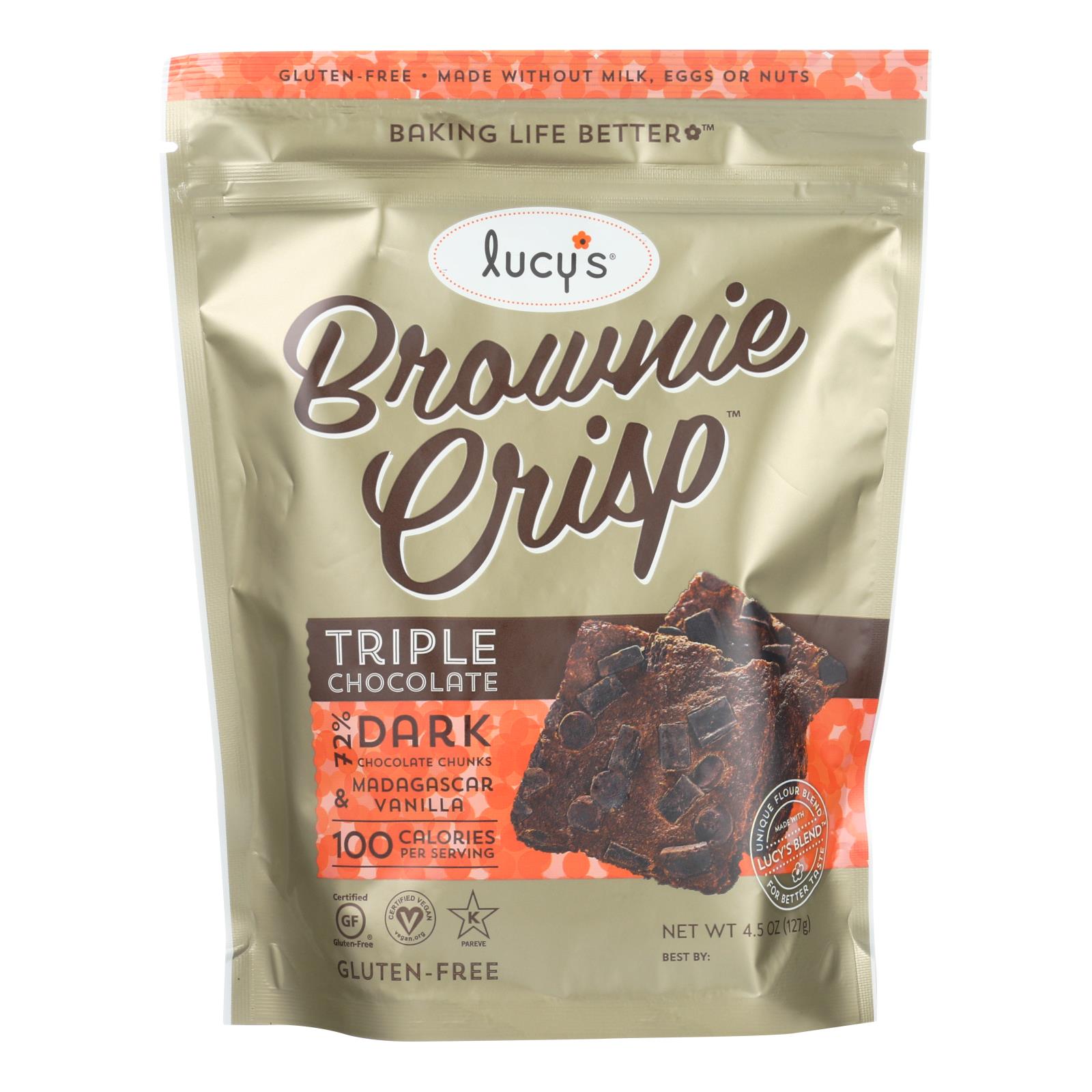 Lucy's, Lucy's - Brownie Crisps - Triple Chocolate - Case of 8 - 4.5 oz. (Pack of 8)