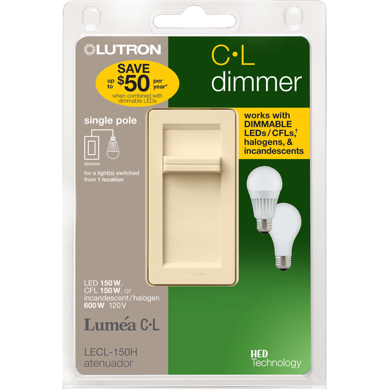 LUTRON ELECTRONICS CO, Lutron Lumea Light Almond 150 W Slide Dimmer Switch 1 pk