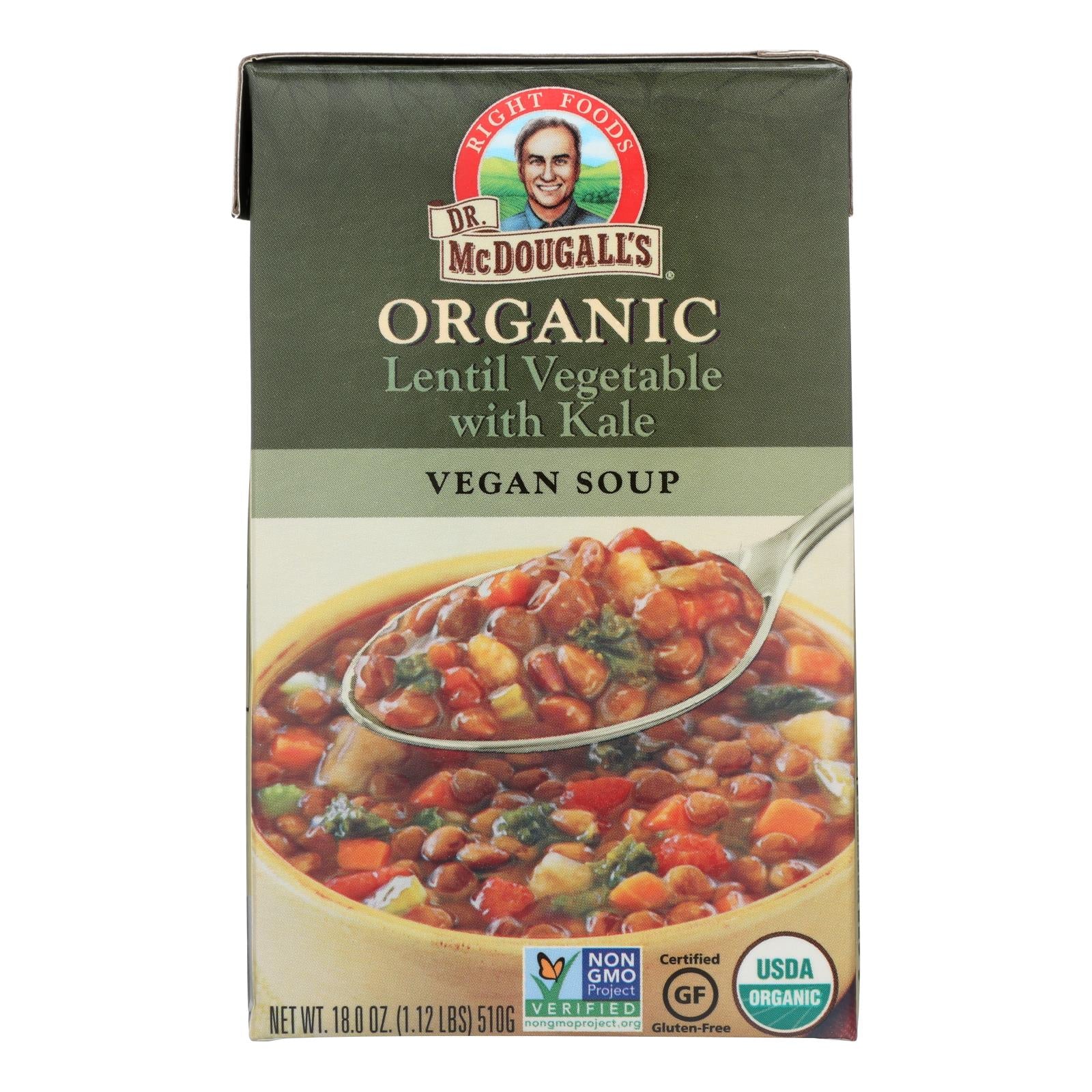 Dr. Mcdougall'S, McDougall's Organic Lentil Vegetable Soup - Case of 6 - 18 oz (Pack of 6)