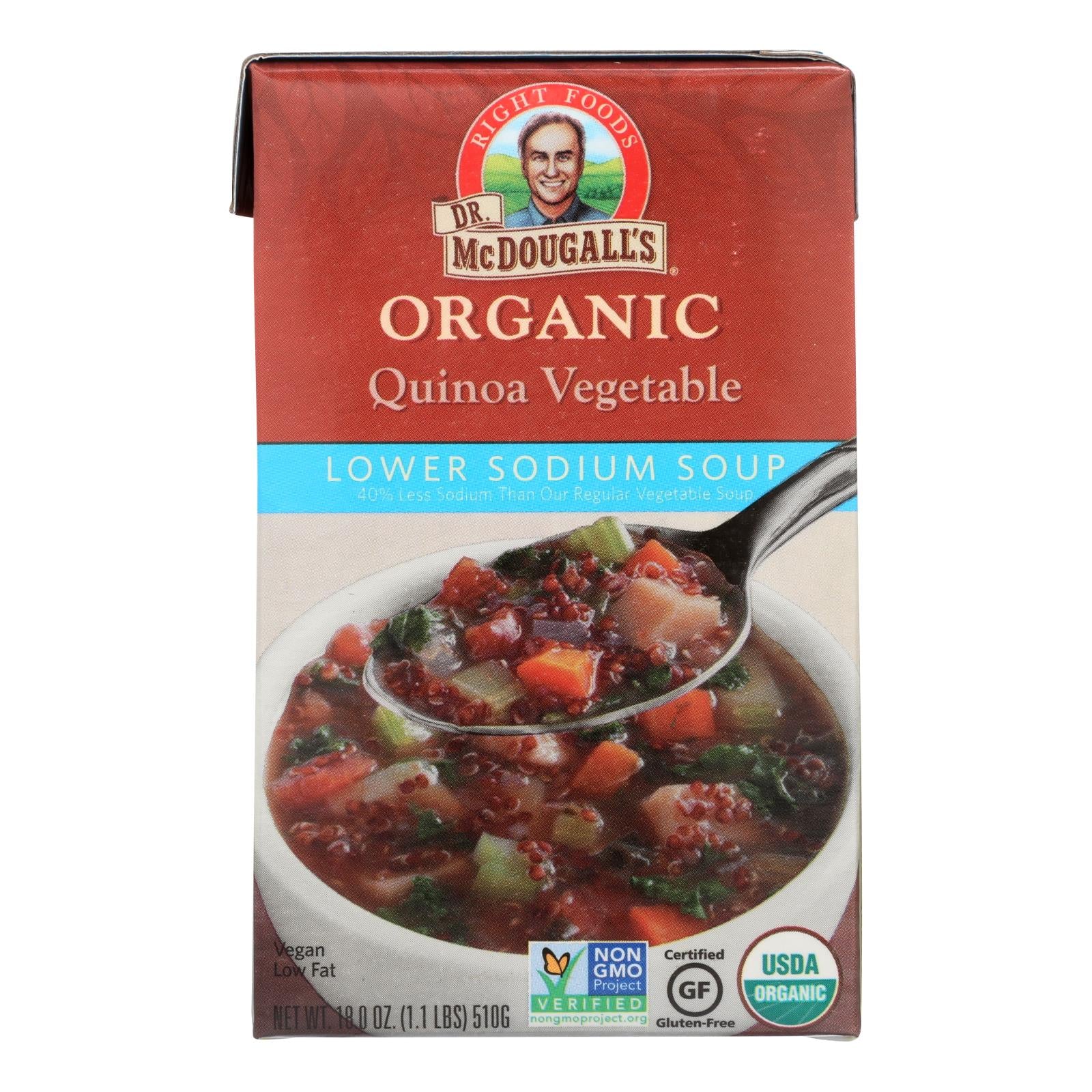 Dr. Mcdougall'S, McDougall's Organic Quinoa Vegetable Lower Sodium Soup - Caisse de 6 - 18 oz (paquet de 6)